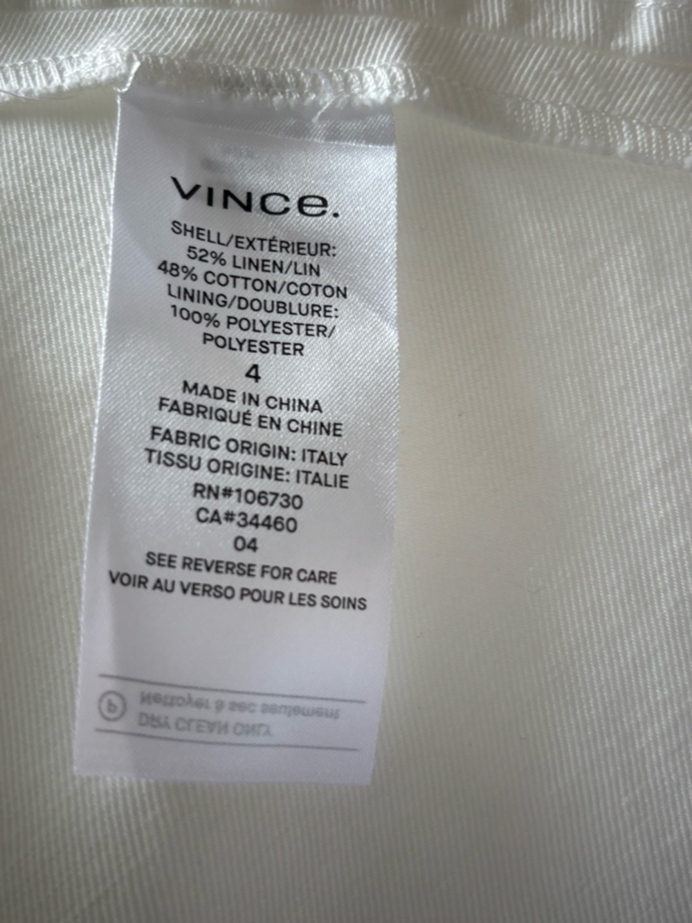 Vince Off  White Linen Blend Asymmetrical A-Line Skirt size 4 - Picture 9 of 9